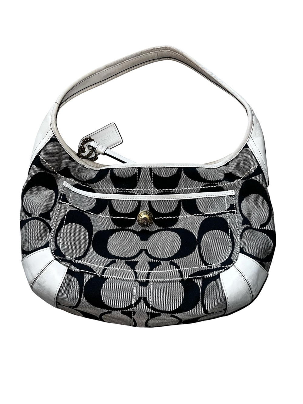 Coach Black, Gray & White Signature Hobo Bag